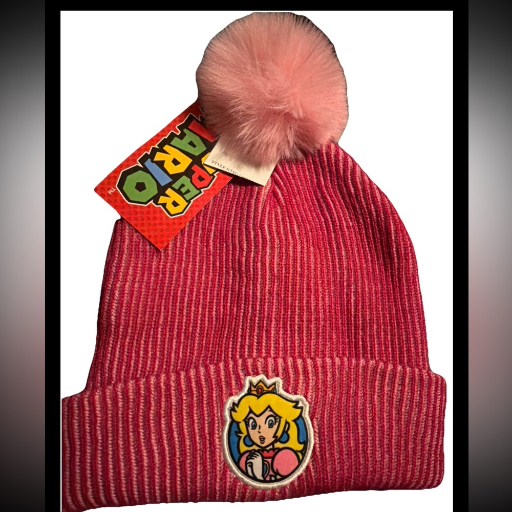 💜Super Mario PrincessPeach Beanie Size:OSFM